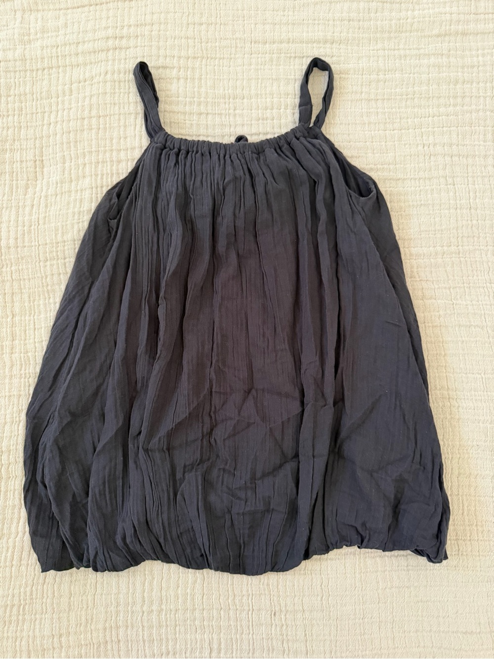 Anthropologie Black Crinkled Spaghetti Strap mini dress Size S